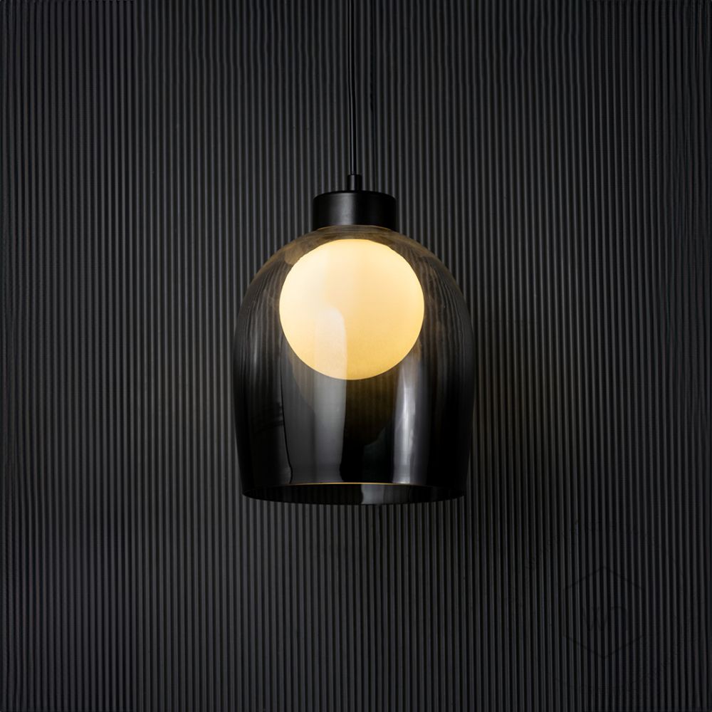 Postmodern Bell Glass Pendant light Light On Black Background