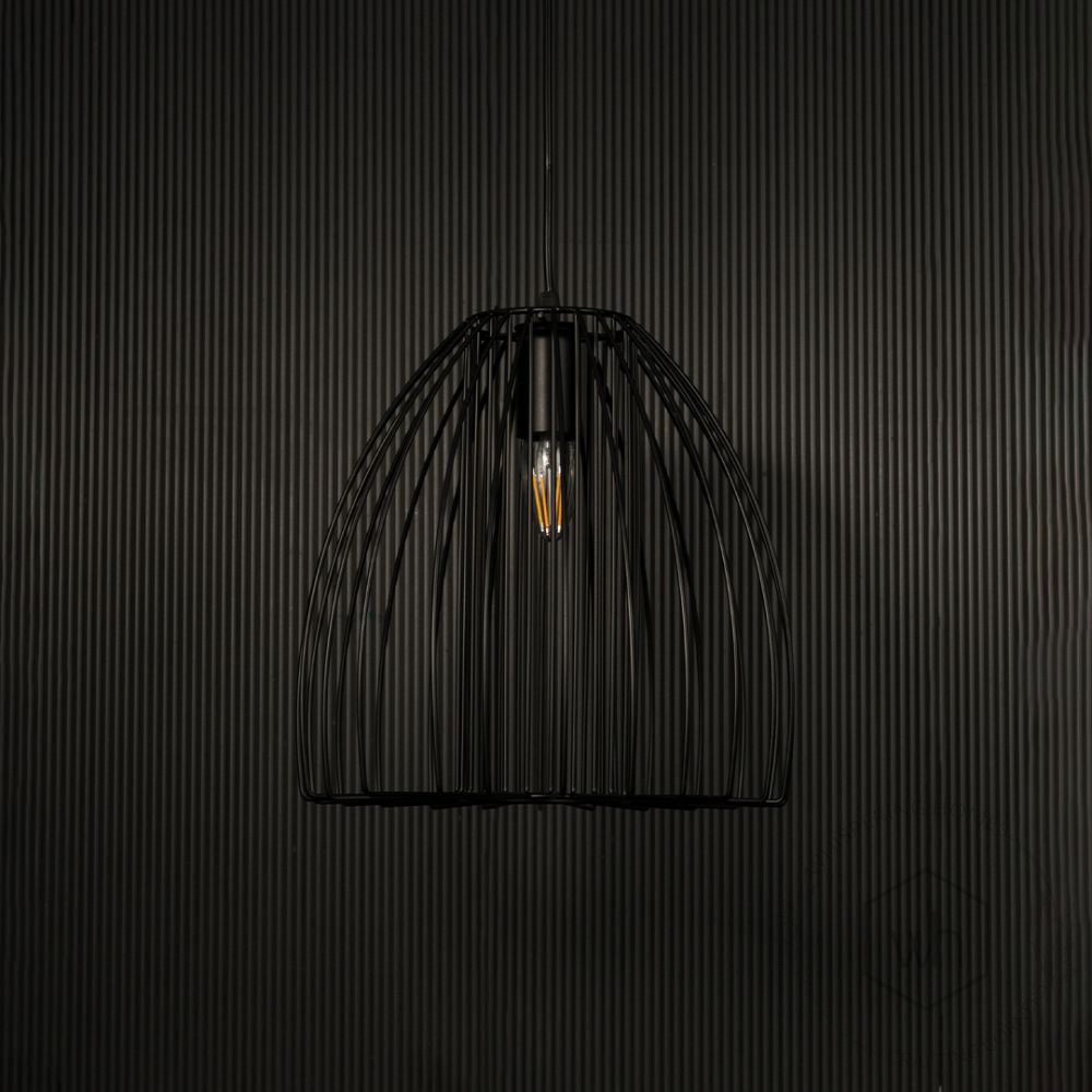 Cranbrook Geometric Pendant Light - Black Light off black background