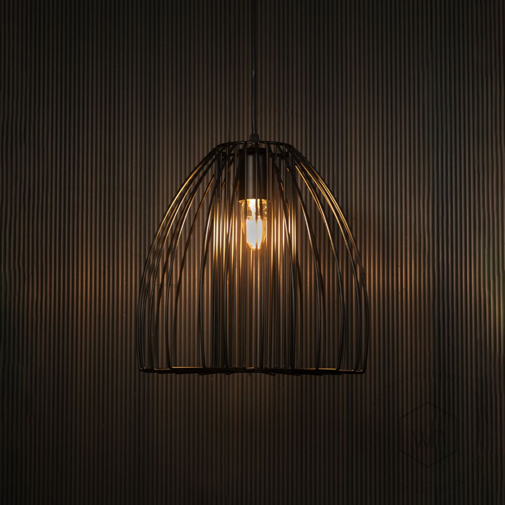 Cranbrook Geometric Pendant Light - Black Light on black background