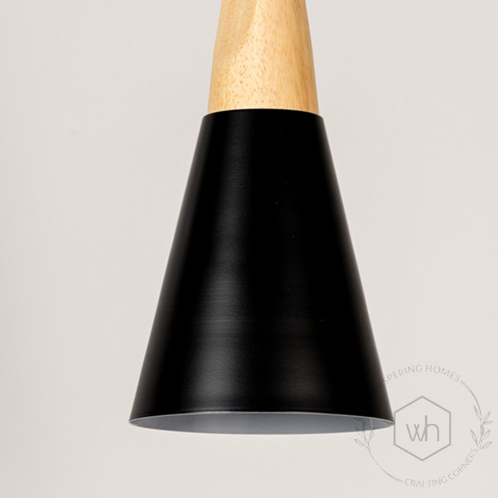 Triangular Cone Pendant Lamp - Black Closeup