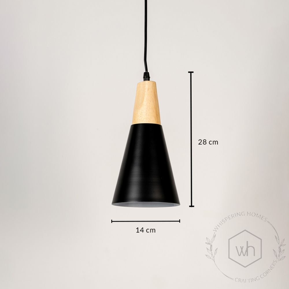 Triangular Cone Pendant Lamp - Black Dimensions