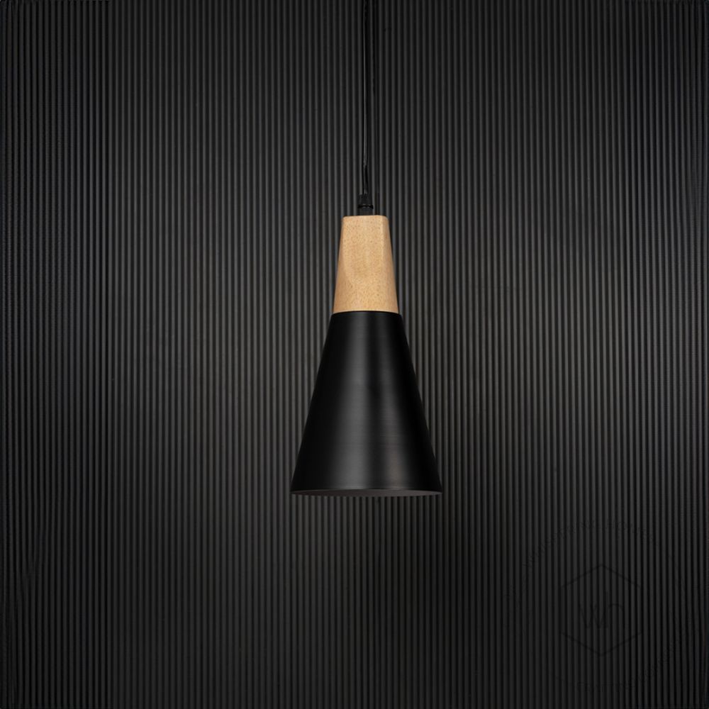 Triangular Cone Pendant Lamp - Black Light Off Black Background