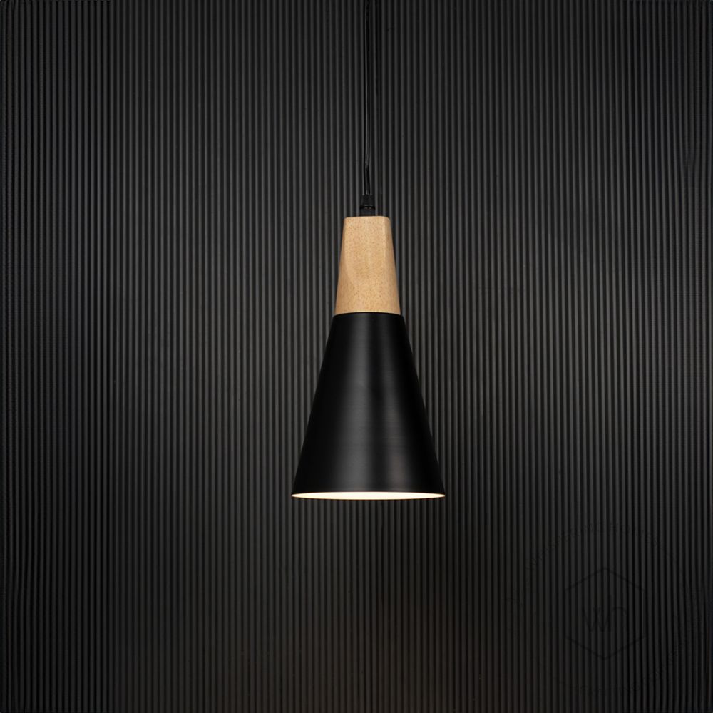 Triangular Cone Pendant Lamp - Black Light On Black Background