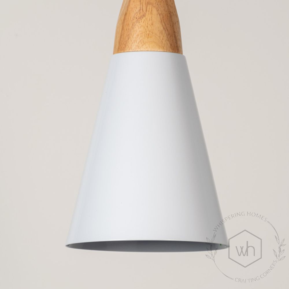 Triangular Cone Pendant Lamp - White Closeup