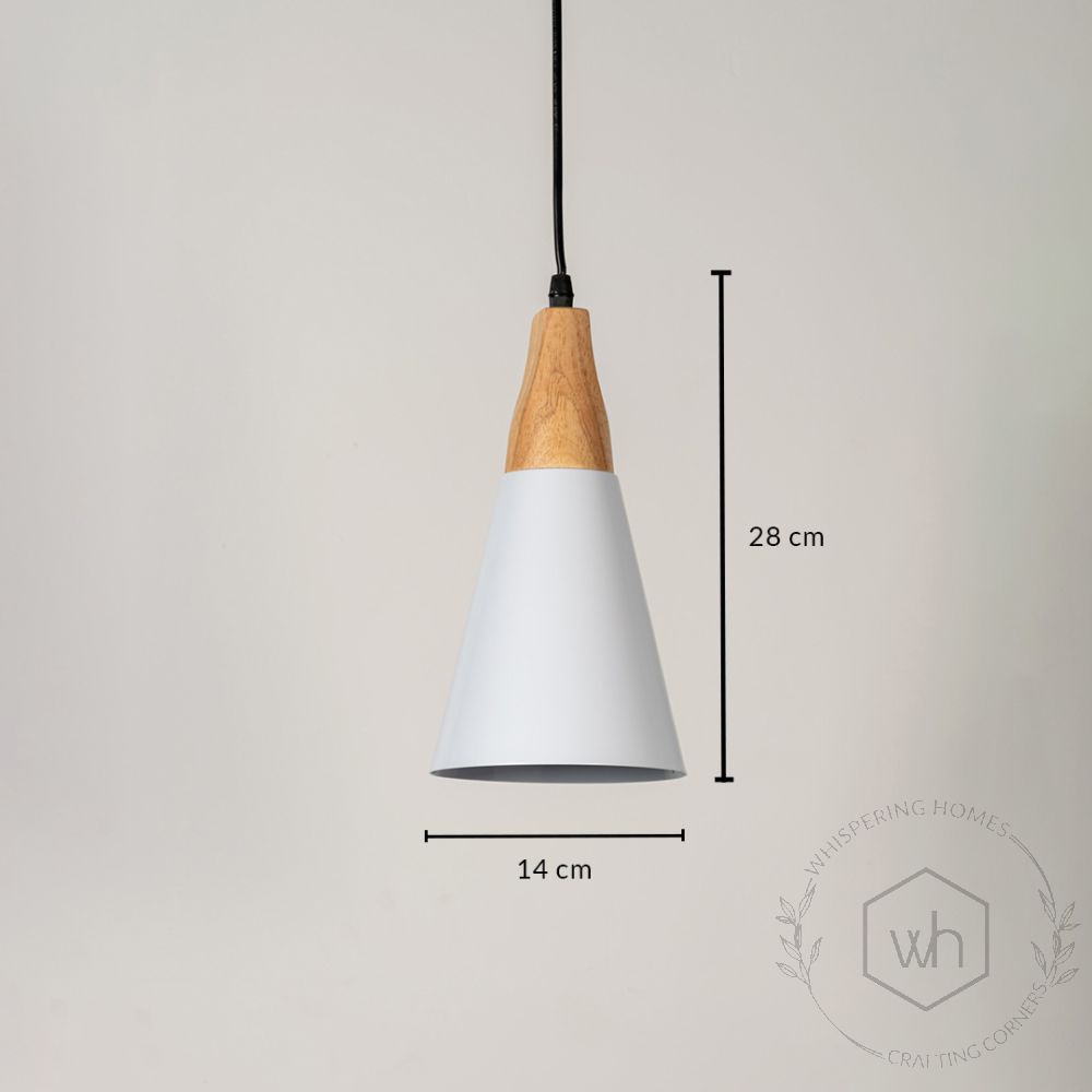 Triangular Cone Pendant Lamp - White Dimensions