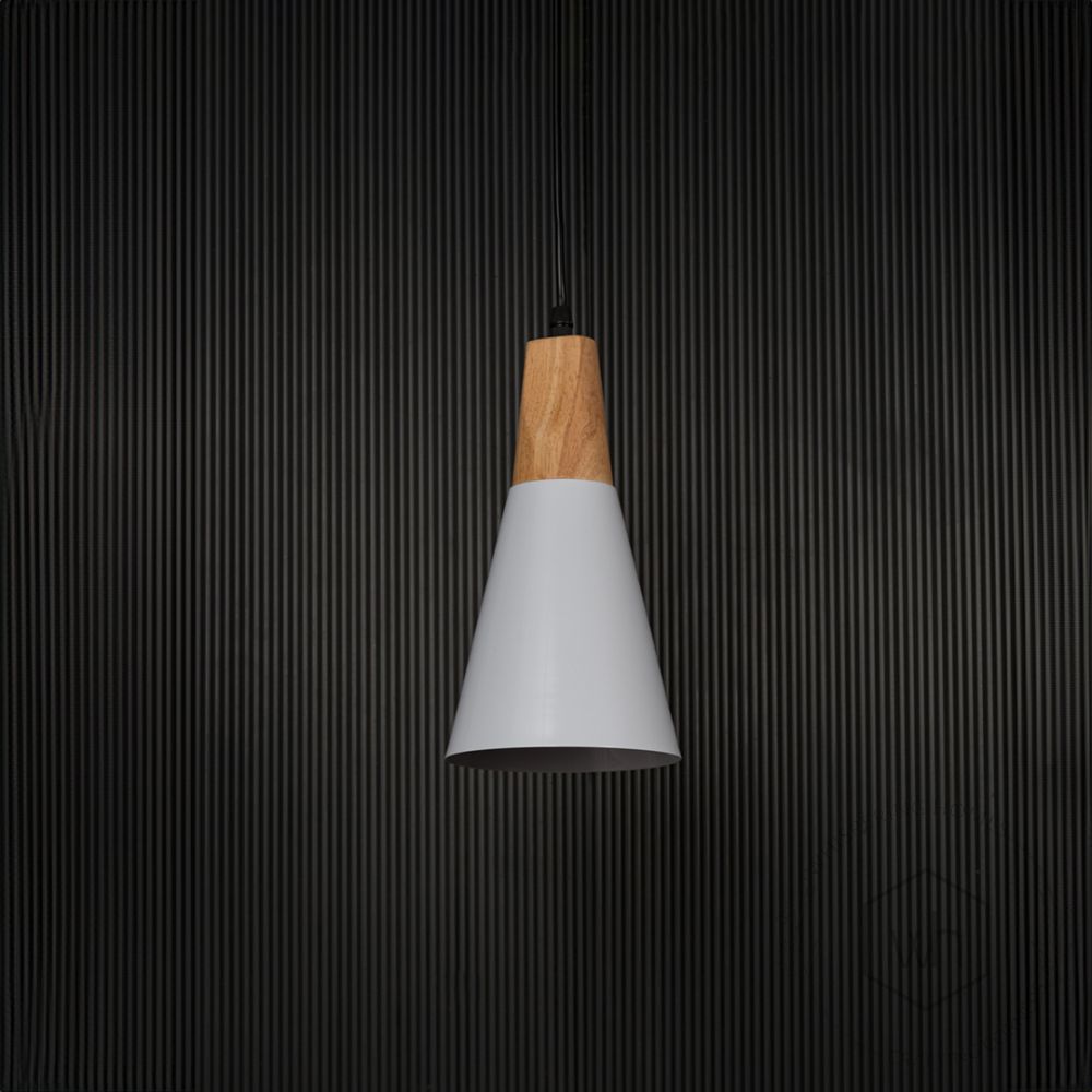 Triangular Cone Pendant Lamp - White Light Off Black Background