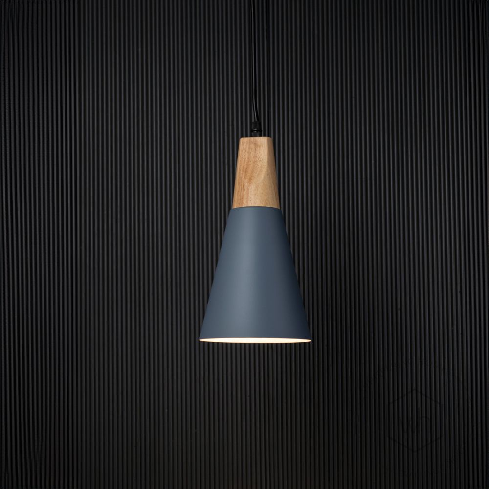 Triangular Cone Pendant Lamp - Grey Light On Black Background