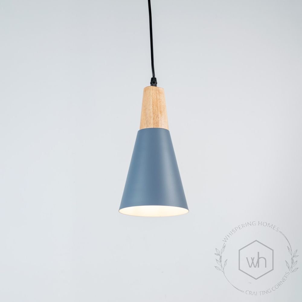 Triangular Cone Pendant Lamp - Grey Light On White Background