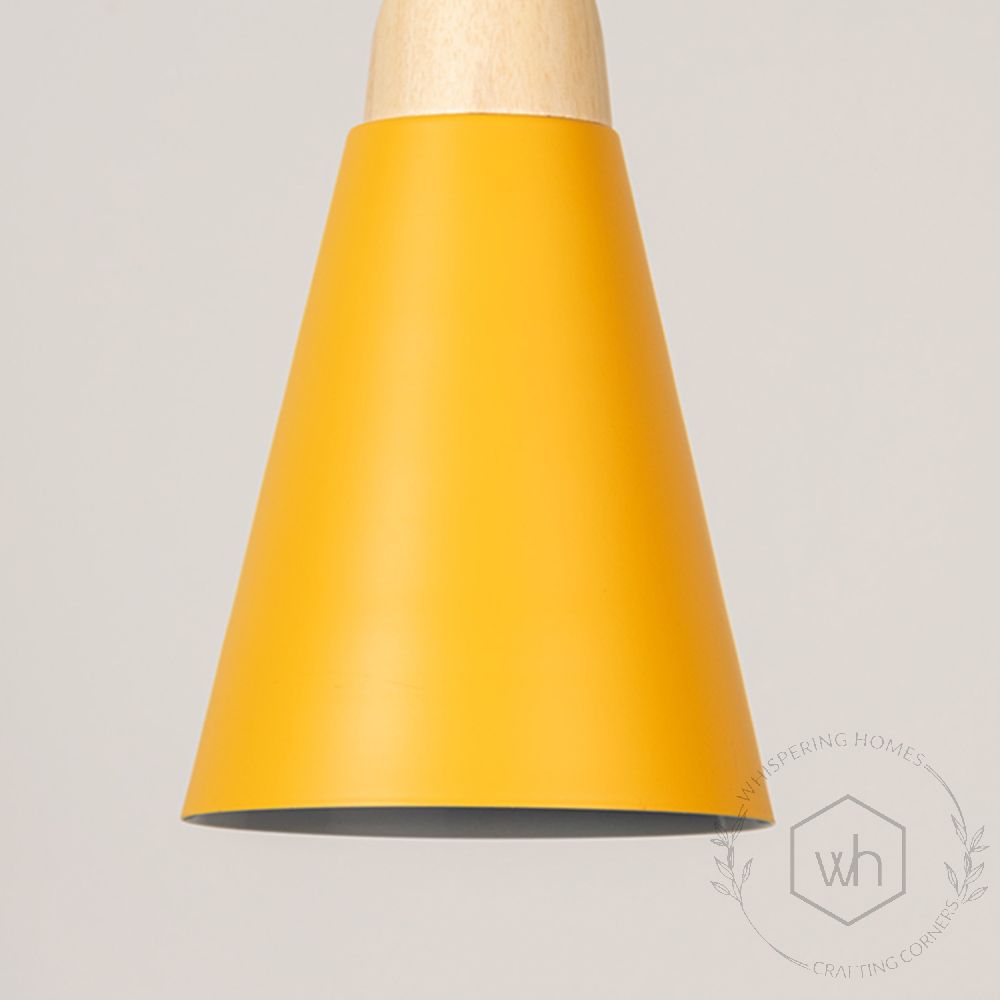 Triangular Cone Pendant Lamp - Yellow Closeup