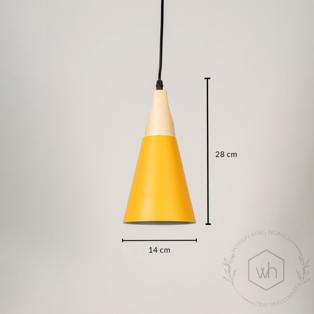 Triangular Cone Pendant Lamp - Yellow Dimensions