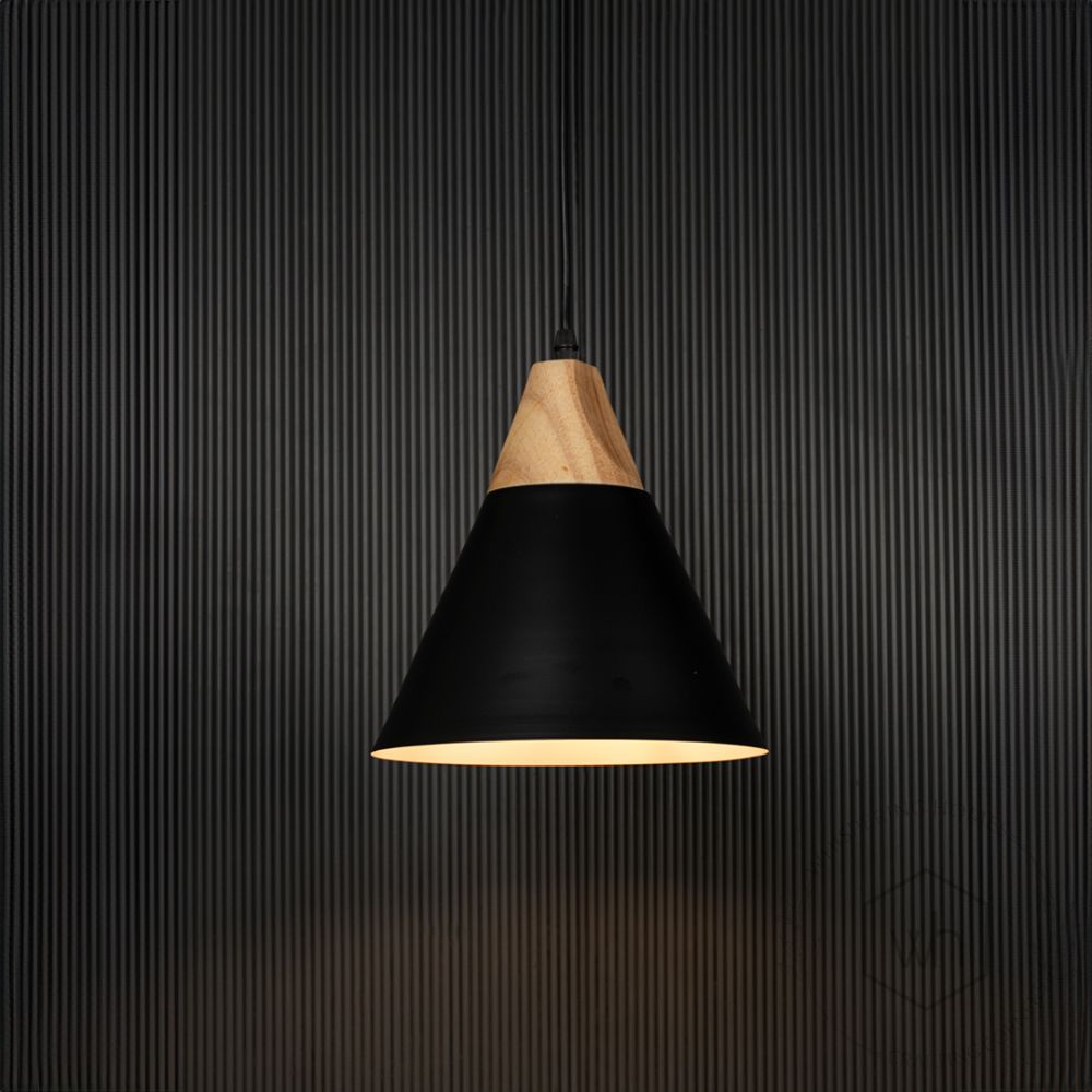 Cone Pendant Light - Black Light On Black Background