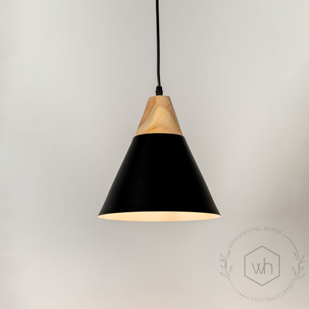 Cone Pendant Light - Black Light On White Background