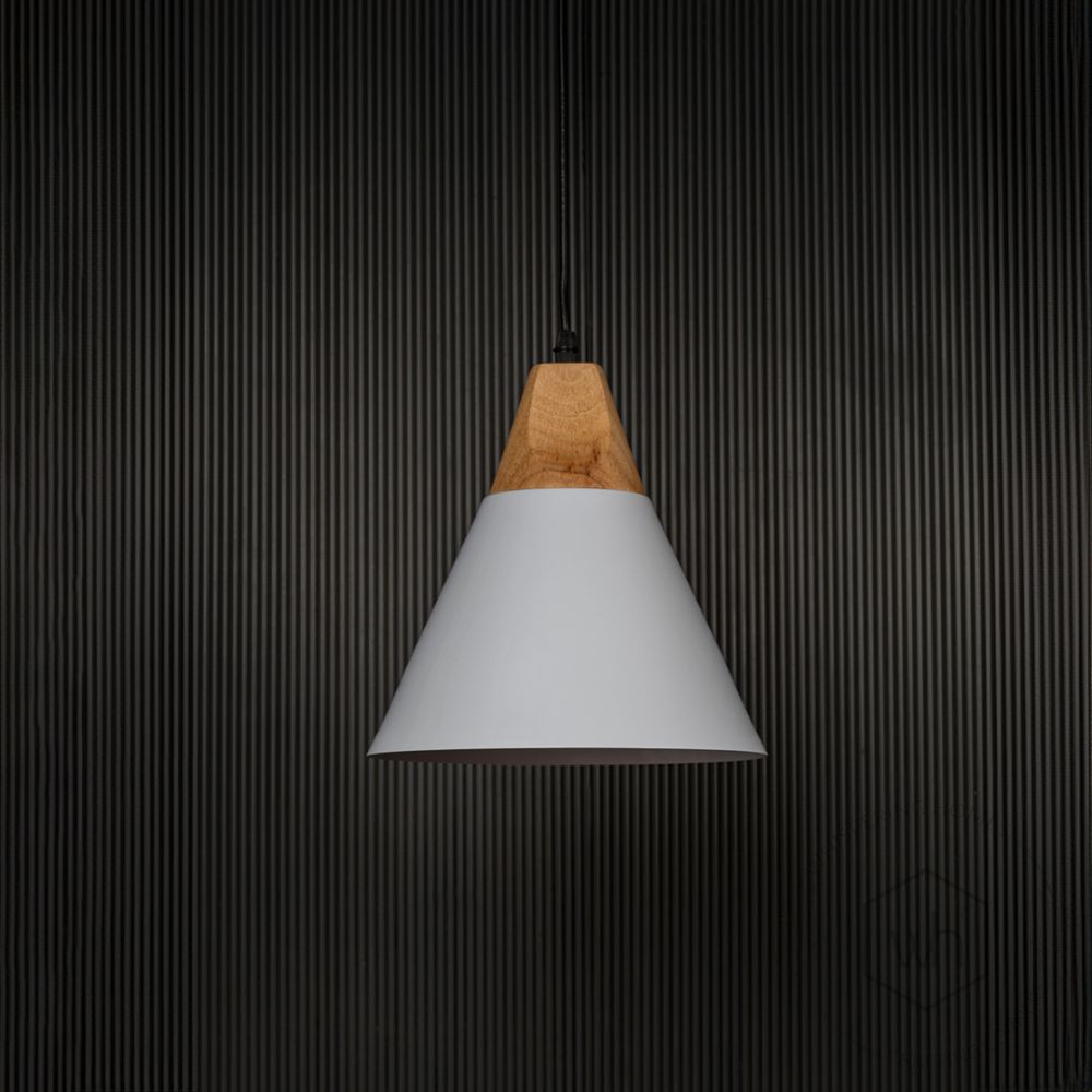 Cone Pendant Light - White Light Off Black Background