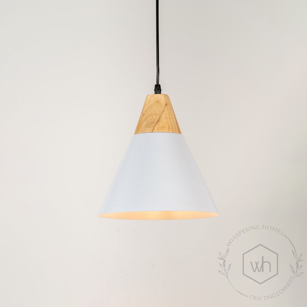 Cone Pendant Light - White Light On White Background