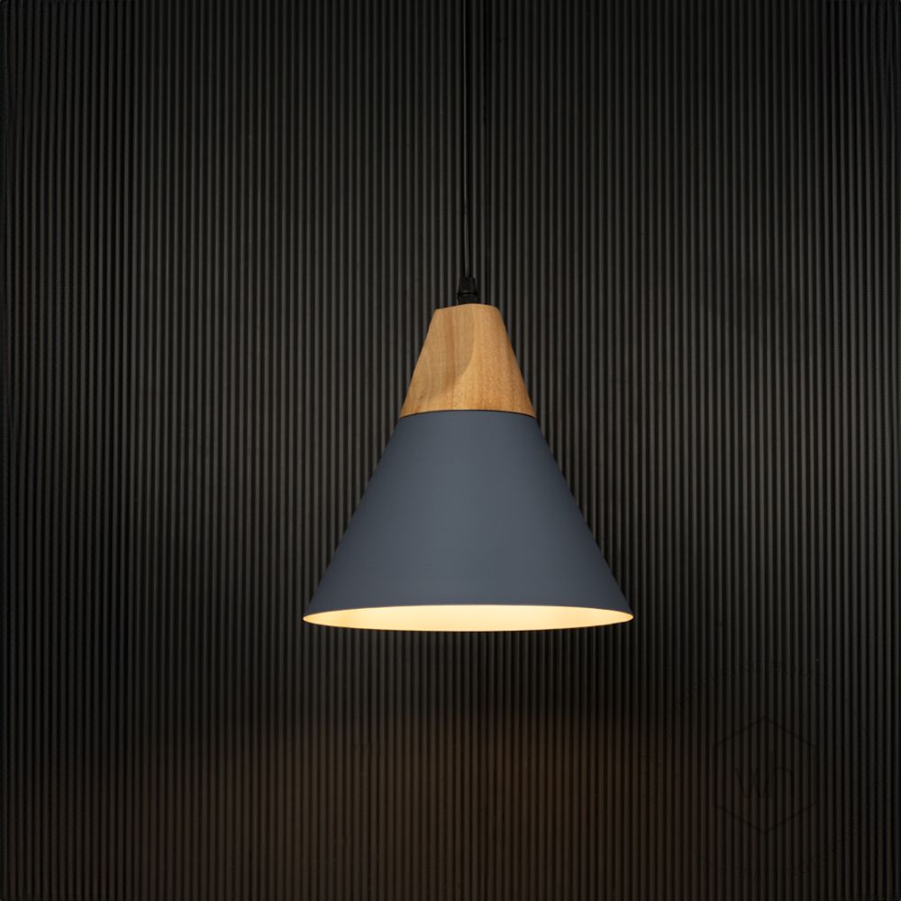 Cone Pendant Light - Grey Light On Black Background