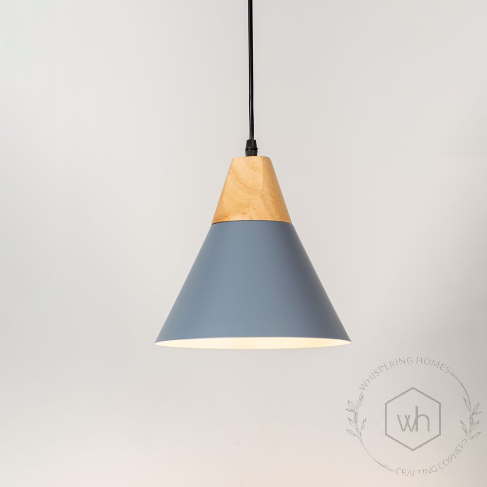 Cone Pendant Light - Grey Light On White Background