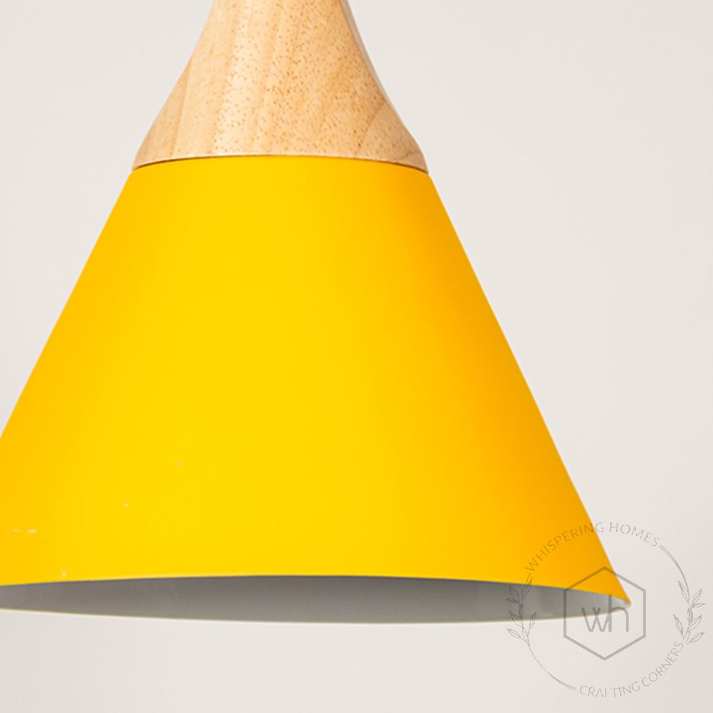 Cone Pendant Light - Yellow Closeup