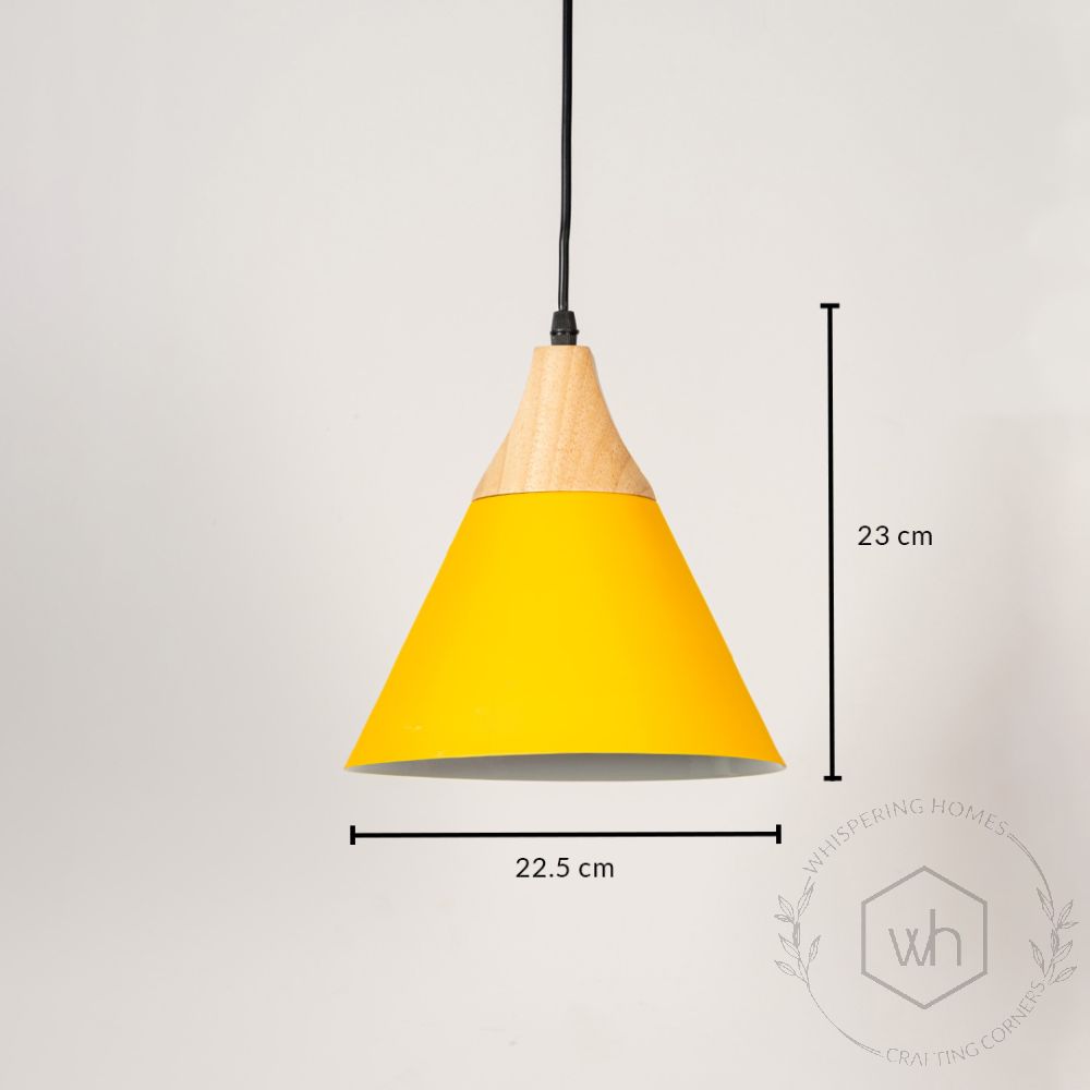 Cone Pendant Light - Yellow Dimensions