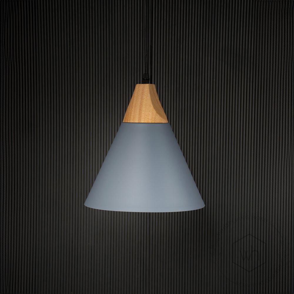 Empire Pendant Light - Grey Light Off Black Background