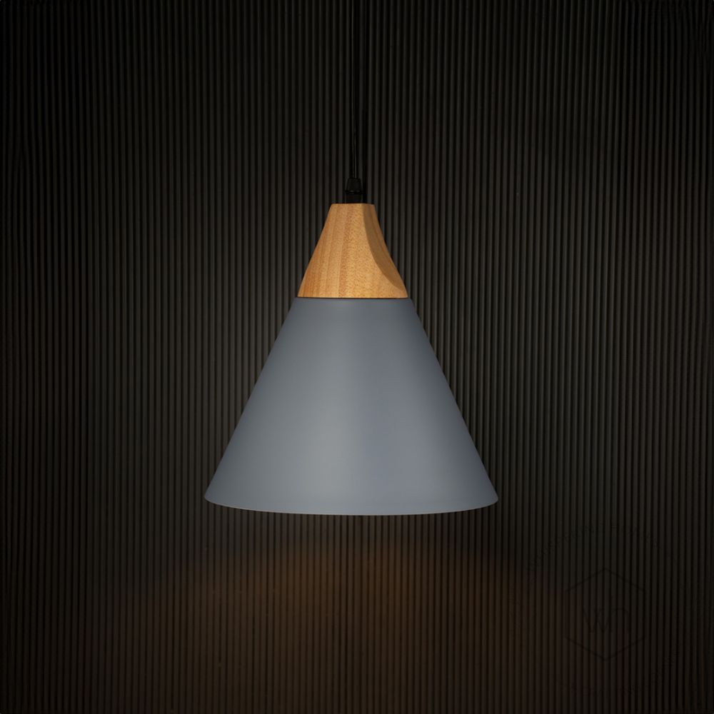 Empire Pendant Light - Grey Light On Black Background