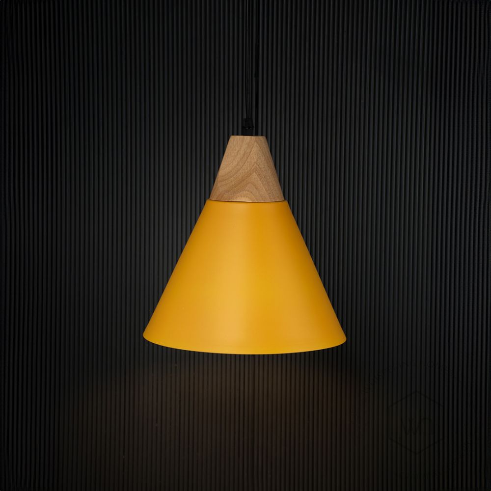 Empire Pendant Light - Yellow Light On Black Background