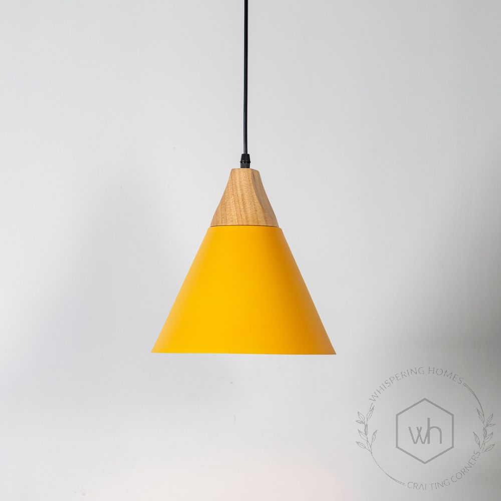 Empire Pendant Light - Yellow Light On White Background