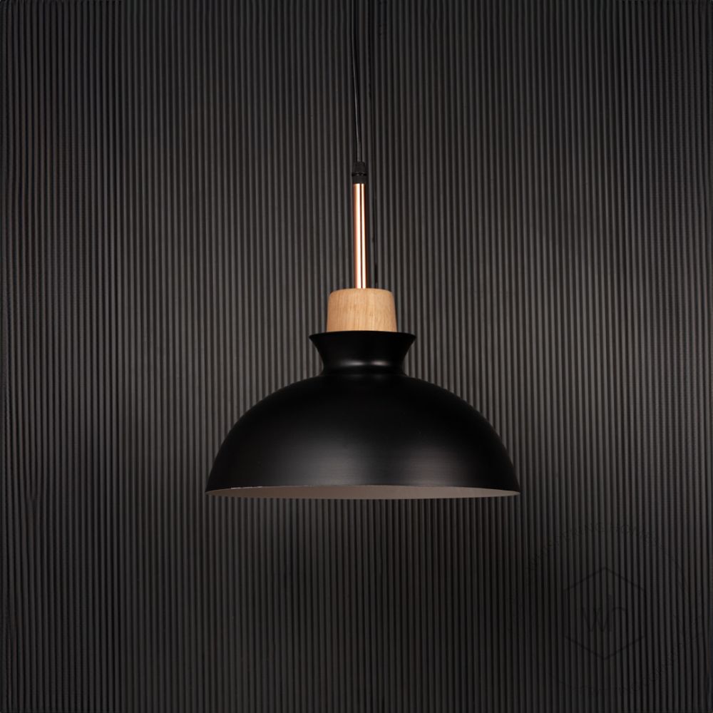 Dome Pendant Lamp - Black Light Off Black Background