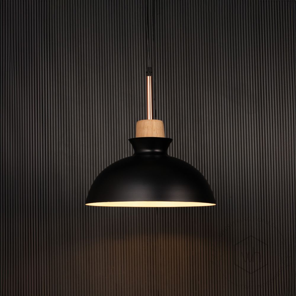 Dome Pendant Lamp - Black Light On Black Background