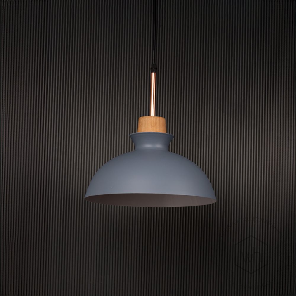 Dome Pendant Lamp - Grey Light Off Black Background