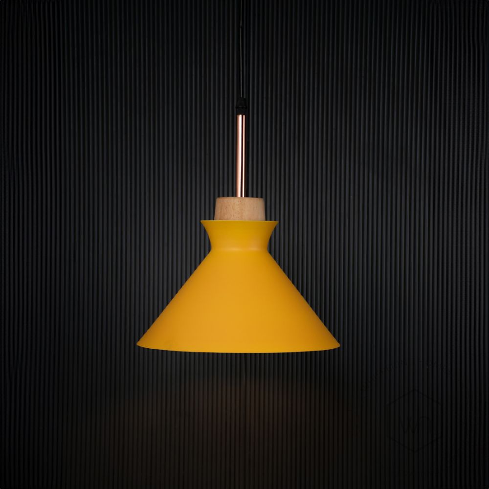 Pop Pendant Lamp - Yellow Light On Black Background