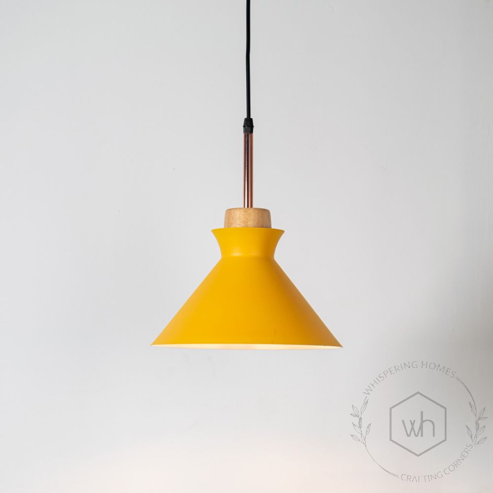 Pop Pendant Lamp - Yellow Light On White Background