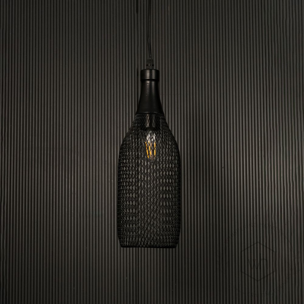 Bergen Bottleneck Pendant Light Light off black background