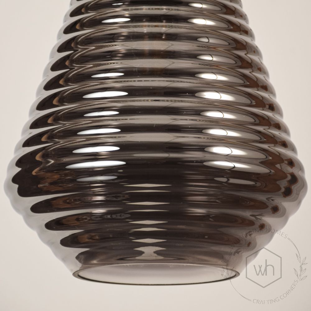 Camber Ribbed Glass Pendant Light closeup