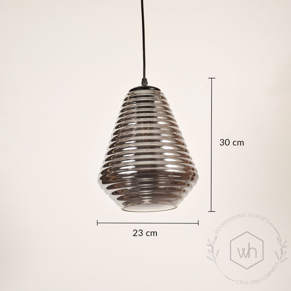 Camber Ribbed Glass Pendant Light Dimension