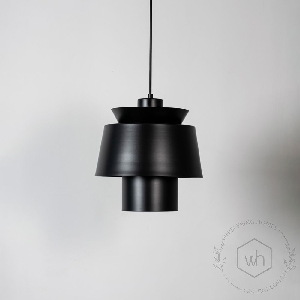 Lotta Metal Pendant Light - Black Light On White Background