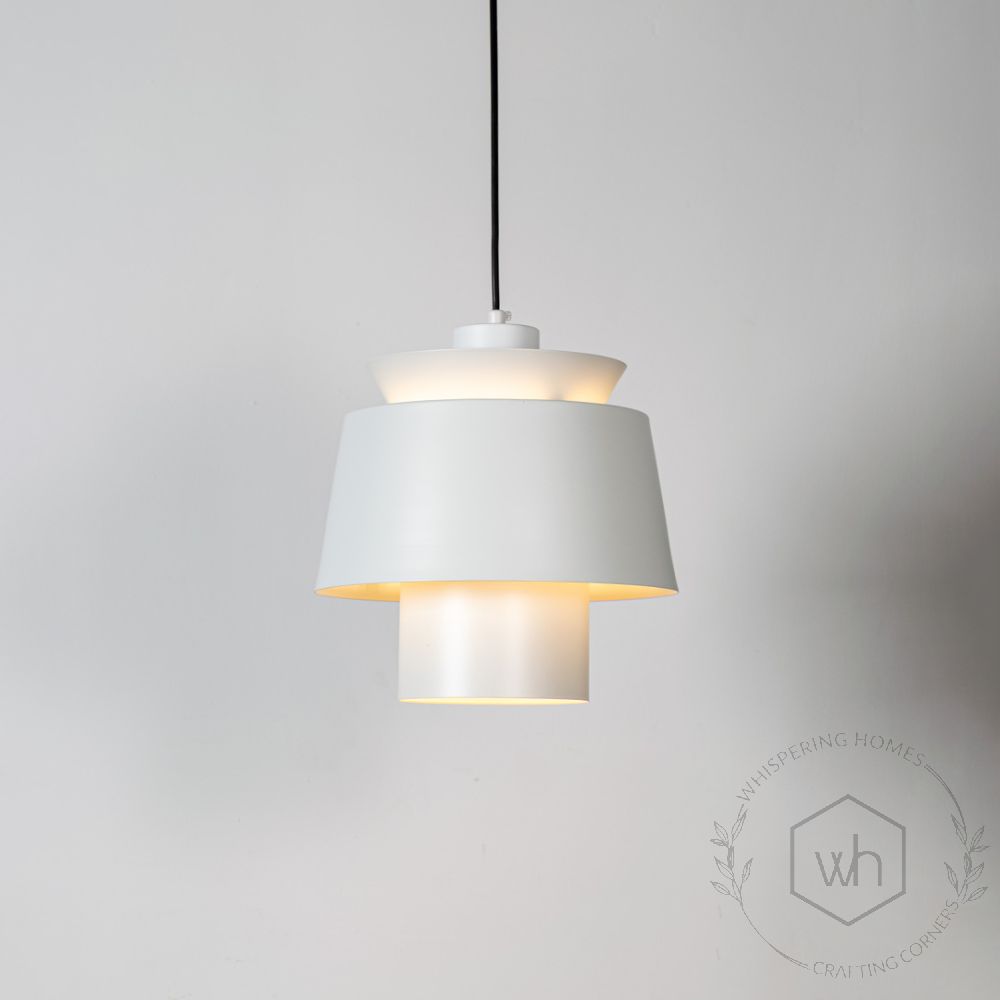 Lotta Metal Pendant Light - White Light On White Background