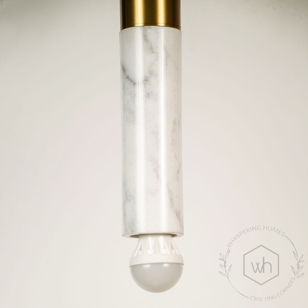 Trapezoid Marble Hanging Light - White & Gold closeup