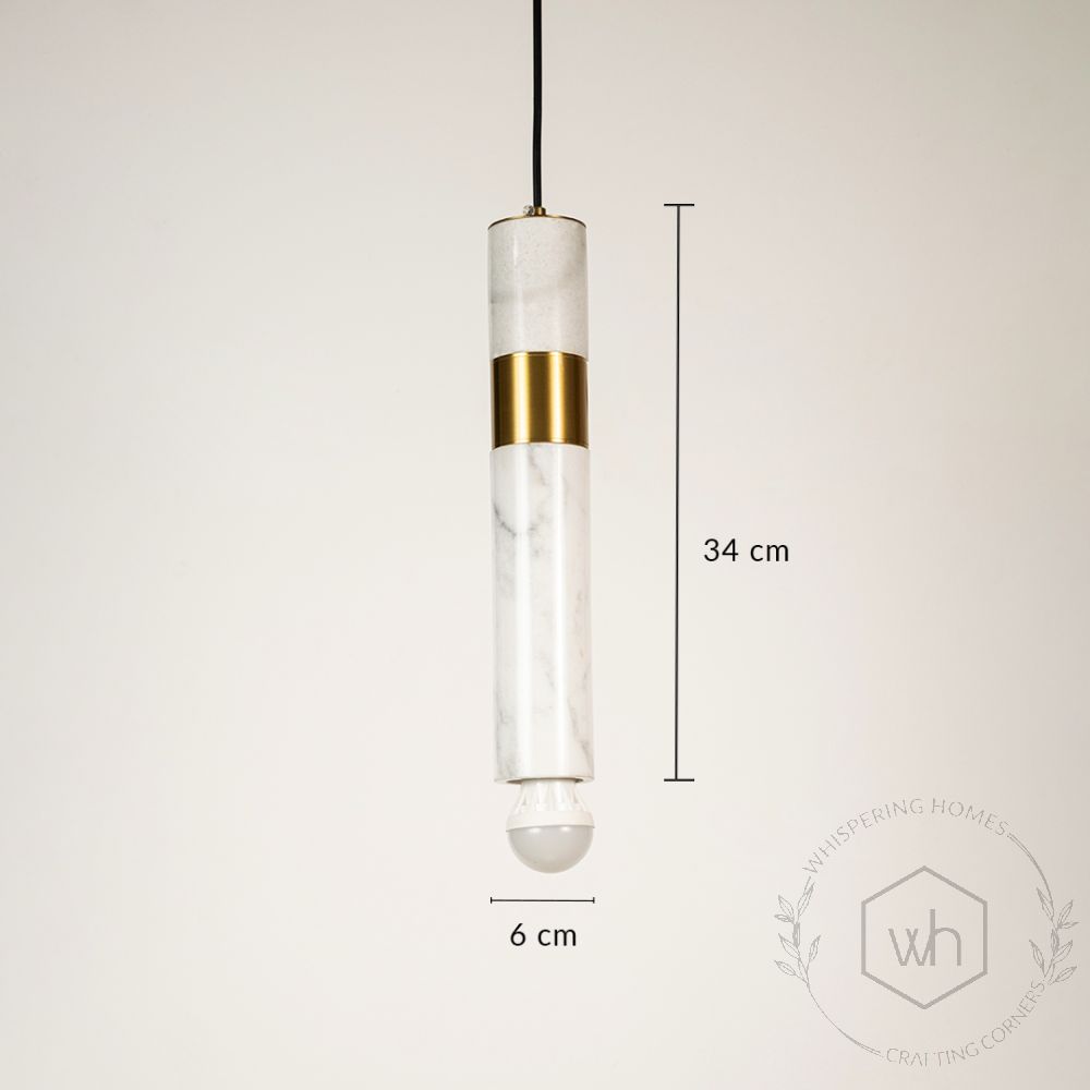 Trapezoid Marble Hanging Light - White & Gold Dimension