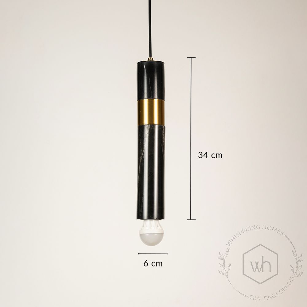 Trapezoid Marble Hanging Light - Black & Gold Dimension