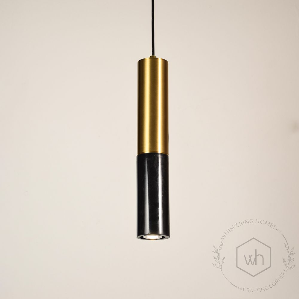 Stalactite Marble Hanging Light - Gold & BlackLight On White Background