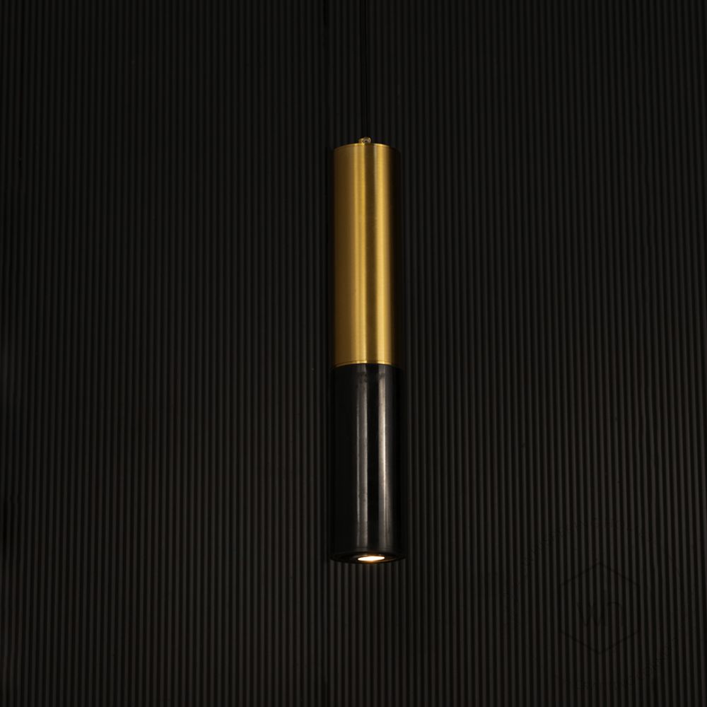 Stalactite Marble Hanging Light - Gold & Black Light on black background