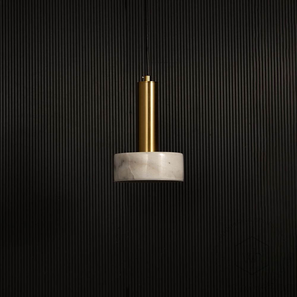 Tiered Marble Hanging Light - White Light off black background