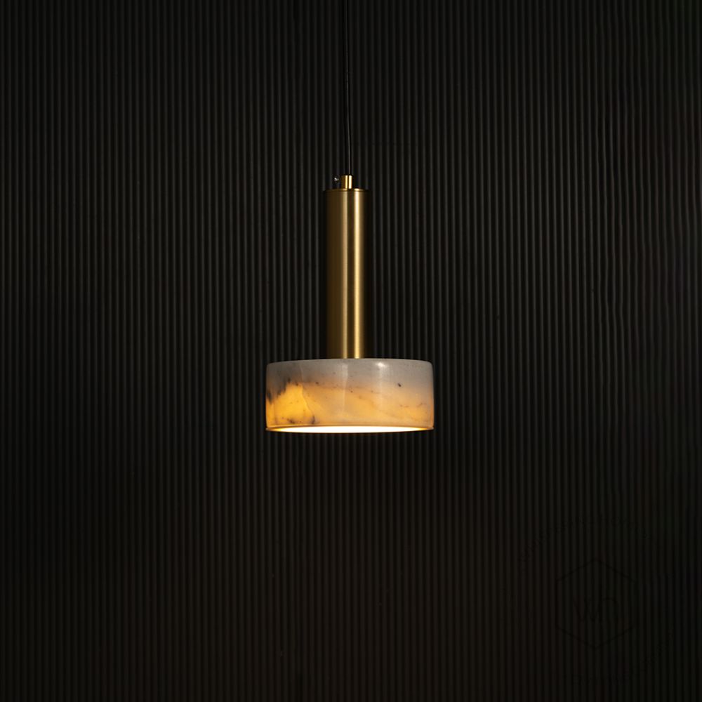 Tiered Marble Hanging Light - White Light on black background