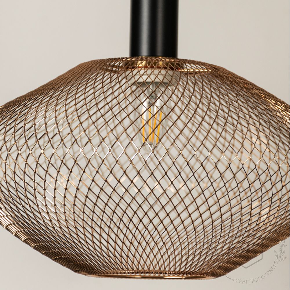 Parachute Mesh Pendant Light - Gold closeup