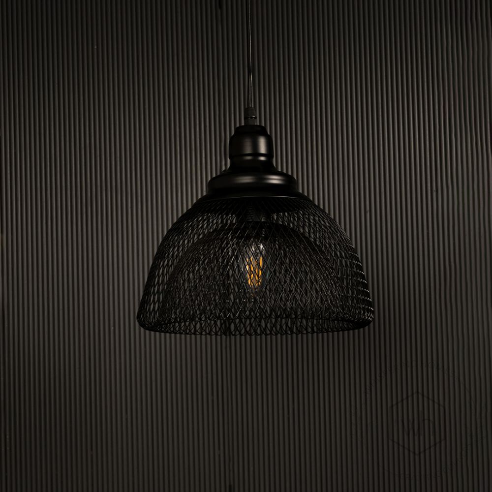 Lucide Mesh Pendant Light Light off black background