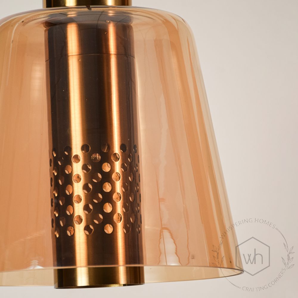 Conical Mesh Hanging Light - Amber closeup