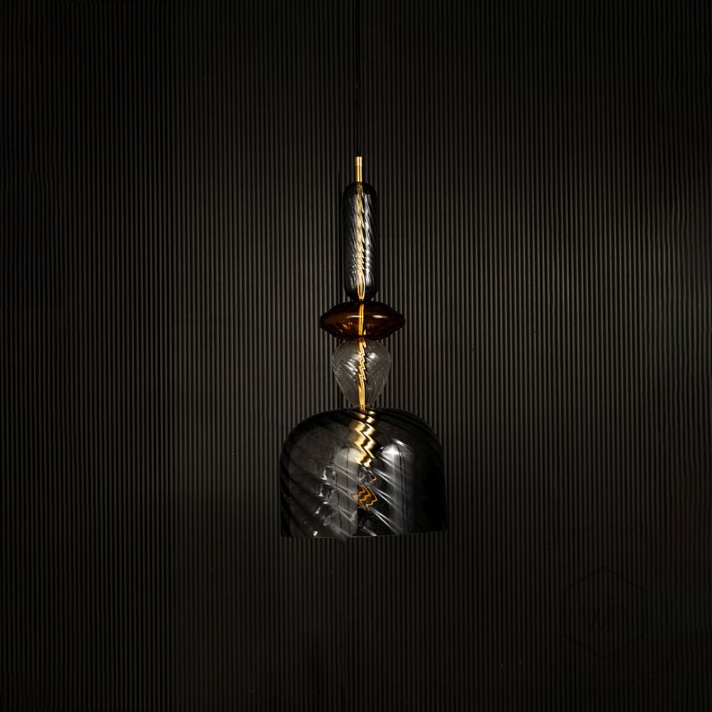 Graphite Candy Pendant Light - Grey Light off black background