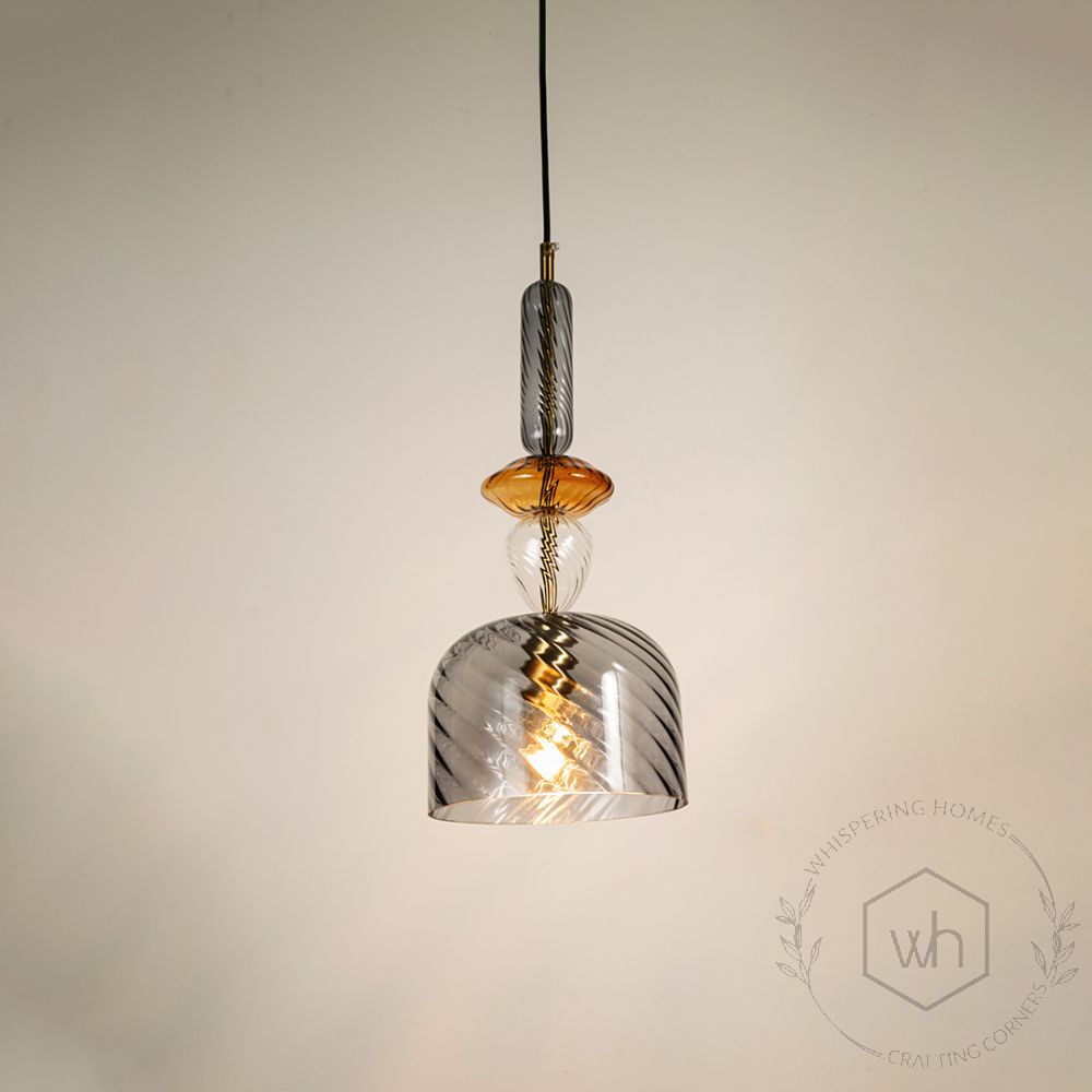 Graphite Candy Pendant Light - GreyLight On White Background