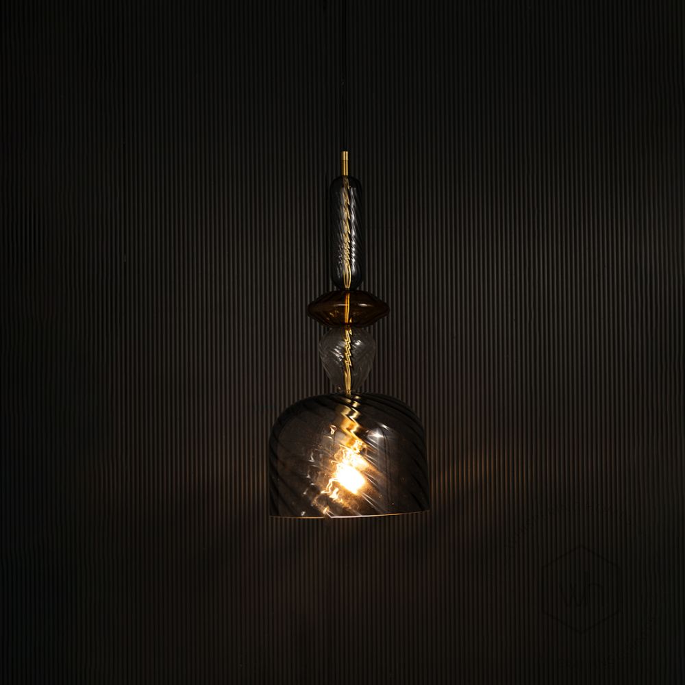 Graphite Candy Pendant Light - Grey Light on black background