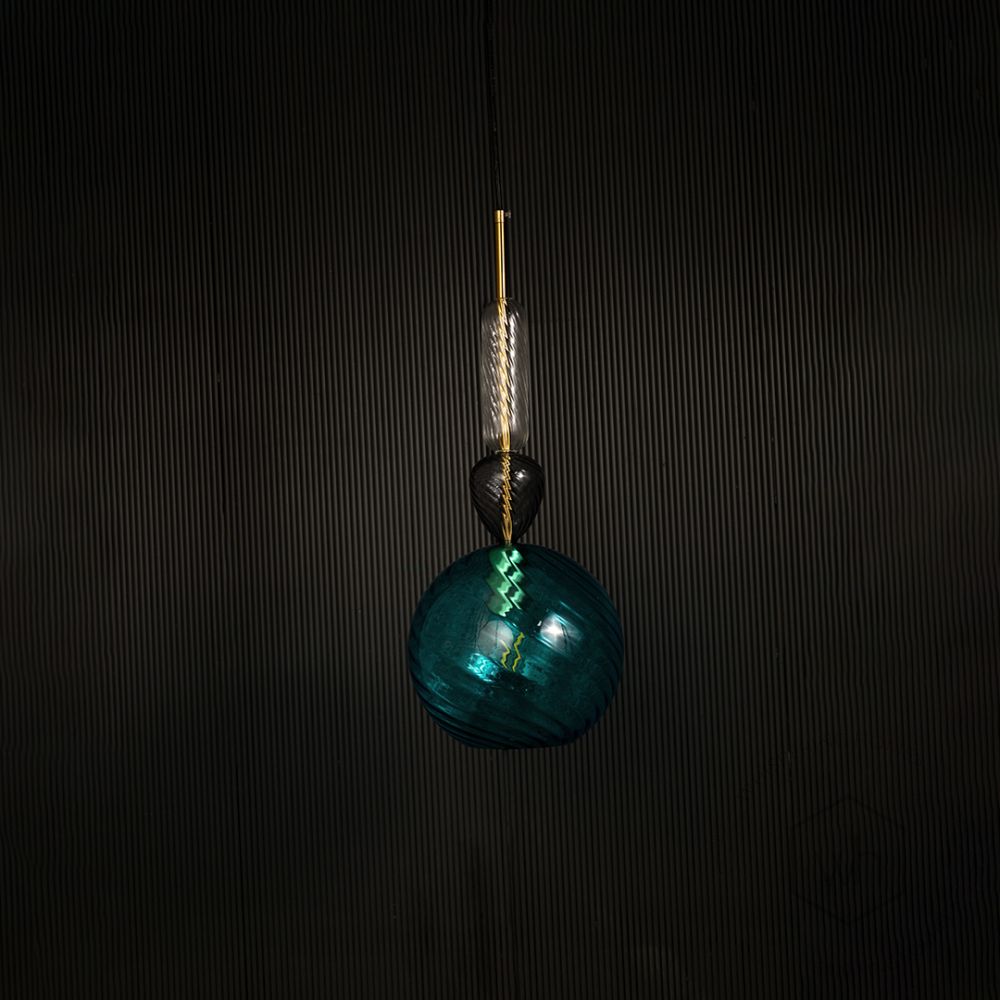 Sapphire Candy Pendant Light - Blue Light off black background